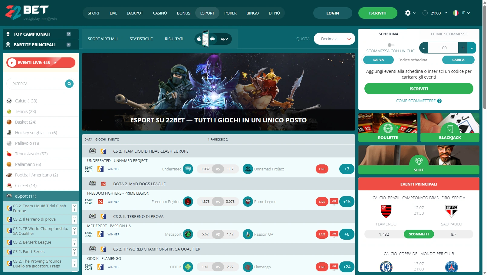 22bet esport